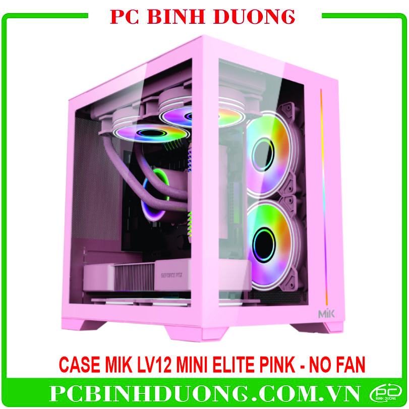 Vỏ Case Mik LV12 Mini Elite Kính (Mini M-ATX - ITX - Màu Hồng) - Ko Fan