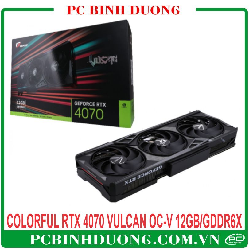 Card màn hình Colorful Igame RTX 4070 Vulcan OC-V (12Gb/GDDR6X/192 Bit) - 3 Fan có màn hình LCD